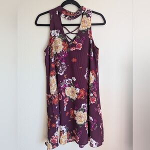 Blue Rain Purple Floral Dress Size S